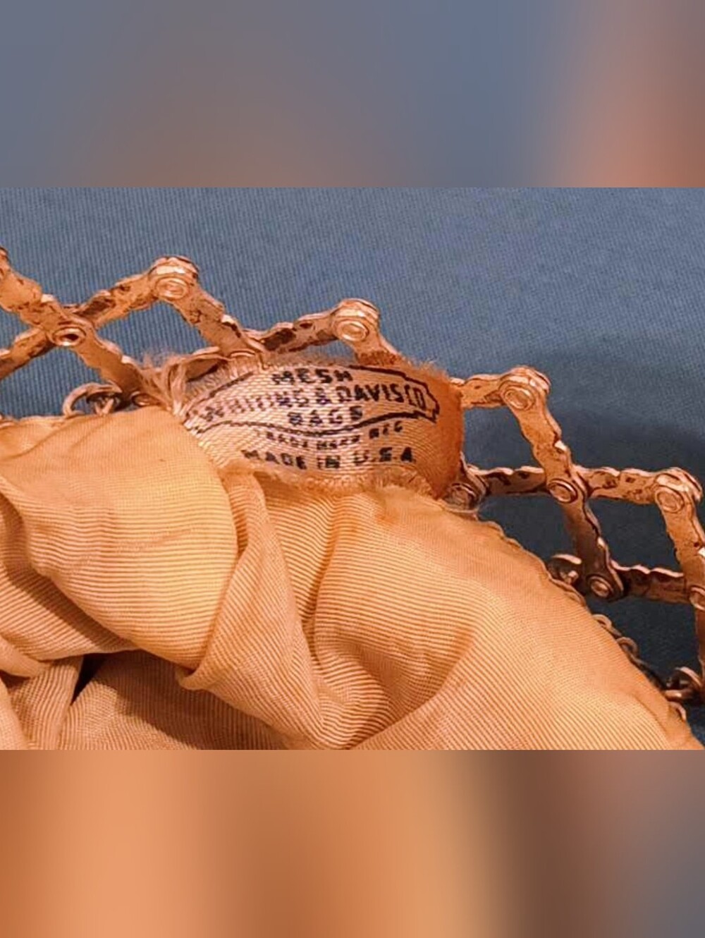 ​VTG 1920s Whiting & Davis Mesh Gate-Top Beggar’s Bag Purse Rhinestone Lid - Picture 6 of 11